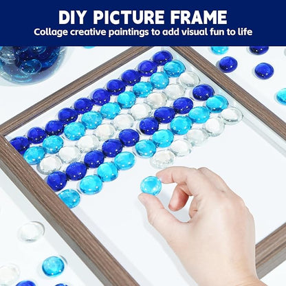 20 Pounds Fire Glass Rocks, 3/4 Mixed Color Fire Glass Beads for Propane Fire Pit, Fireplace and Outdoor Decorative (Caribbean Blue+Cobalt Blue+Crystal Ice)