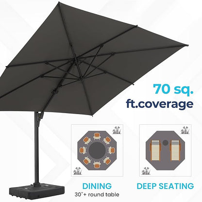 SUNVIVI OUTDOOR Patio Umbrella, Rectangular Patio Umbrella, Metal Pole Square Outdoor Umbrella with Crank and Push Button Tilt, Large Outdoor Umbrella with Polyester Canopy