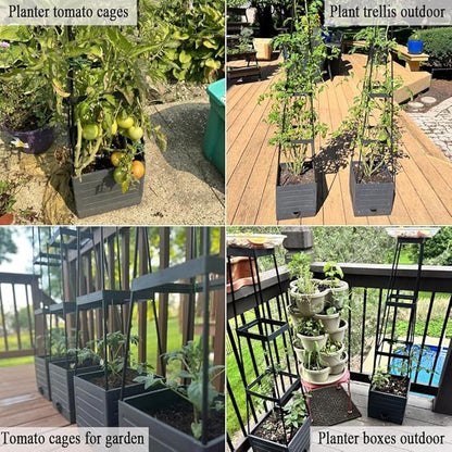Tomato Planter with Trellis, 43" Self-Watering, Portable Planter Box for Climbing Plants, Outdoor Raised Garden Bed for Tomato, Potato, Vegetables, Chili