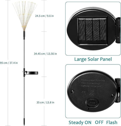 JJGoo Solar Firework Lights, 2 Pack 180 LEDs 2 Lighting Modes Solar Lights Outdoor Waterproof for Garden Patio Walkway Pathway Party Wedding Christmas Decorative - Warm White