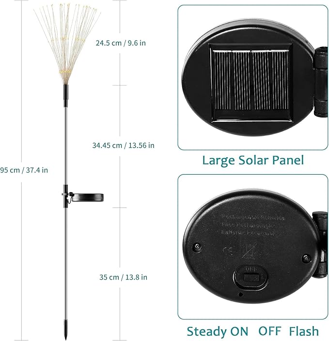JJGoo Solar Firework Lights, 2 Pack 180 LEDs 2 Lighting Modes Solar Lights Outdoor Waterproof for Garden Patio Walkway Pathway Party Wedding Christmas Decorative - Purple