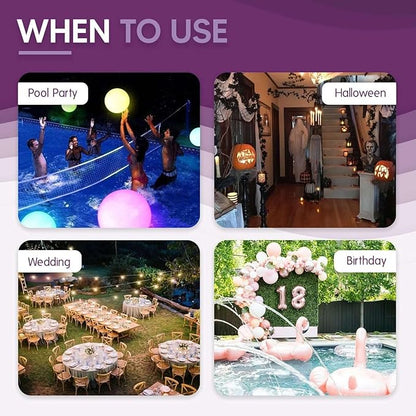Efavormart 24” Cordless Floating Pool Lights with Remote, Garden Lights 16 RGB Colors with 4 Color Modes Light Up Ball for Swimming Pool, Back Yard, Fountain, Garden, Pathway, Lawn