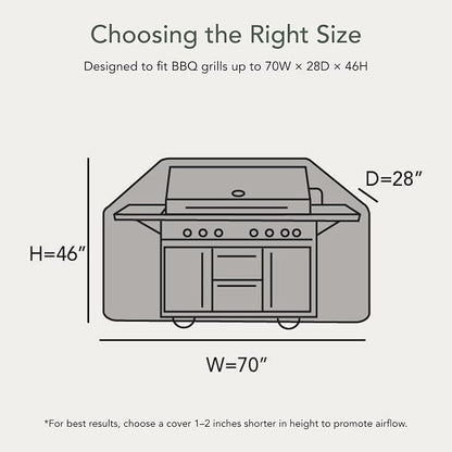 Covermates Classic Grill Cover - All-Weather Heavy Duty Outdoor BBQ Cover with Water-Resistant 12-Gauge Vinyl, Mesh Vents, Protection for Large Outdoor Grills, 70 Inch, Classic Tan