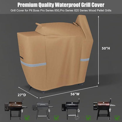 QuliMetal Grill Cover for Pit Boss 850-820 - Z Grill 700 Pellet BBQ Cover for Pit Boss 820 Deluxe,Pro 850 and Z Grill 700 Premium Wood Pellet Smoker Cover for Pitboss Waterproof & 600D Heavy Duty