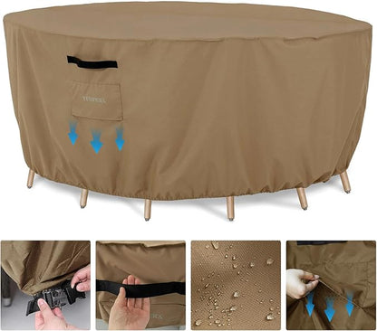 Tempera Patio Table Cover , Sectional Sofa , Dining Set Cover Outdoor , Anti-Fading , Waterproof for Outside Furniture, 62"D x 27.8"H, Taupe