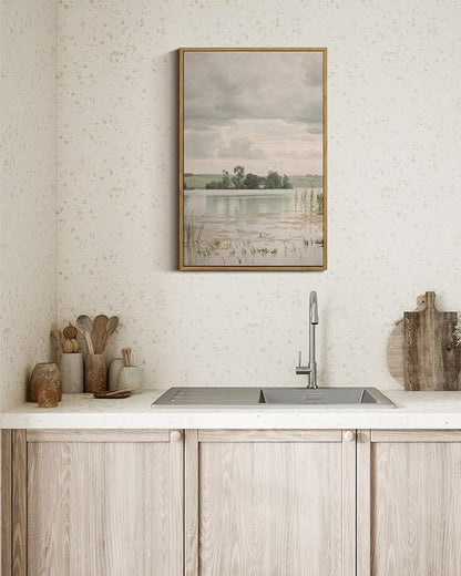 InSimSea Framed Canvas Prints Art Vintage Decor, Countryside Lakeside Landscape Paintings, Large Prints, Vintage Retro Wall Decorations for Bathroom Bedroom Living Room, 16"x24"