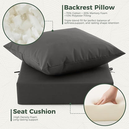 Outdoor Cushions for Patio Furniture, Outdoor Seat Cushion Set 24 x 24 x 4 Inch, Waterproof & Fade Resistant Outdoor Chair Cushions, Deep Patio Chair Cushion with Removable Cover, Dark Grey