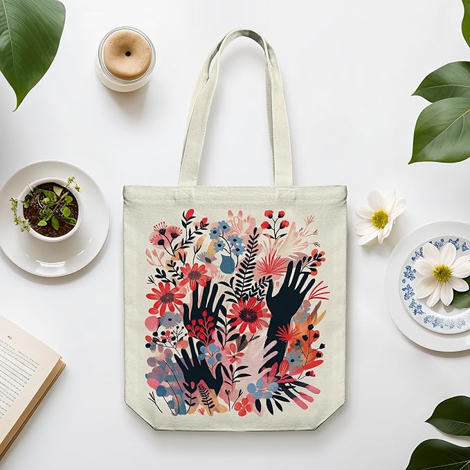 itgowisa Canvas Tote Bag for Women, Tote Bag with Zipper Inner Pocket, Zippered Canvas Bag for Shopping Work Grocery Everyday