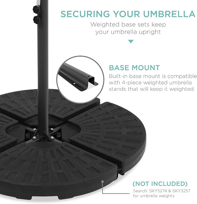 Best Choice Products 10ft Solar LED Offset Hanging Market Patio Umbrella for Backyard, Poolside, Lawn and Garden w/Easy Tilt Adjustment, Polyester Shade, 8 Ribs - Ivory