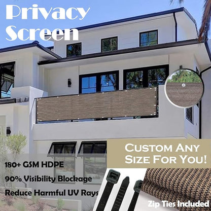 Alion Home© Elegant Privacy Screen Fence Mesh Windscreen for Backyard Deck Patio Balcony Pool Porch Railing 3 FT Height Brown/Mocha (3'x23')