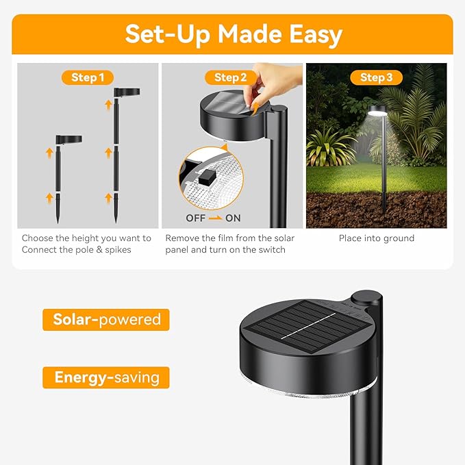 Ahaorigin 8 Pack Solar Pathway Lights Outdoor, 12 Brighter LED Solar Lights Outdoor Waterproof, Up to 12 Hrs Modern Path Light for Yard Garden Walkway Driveway Lawn, Cool White