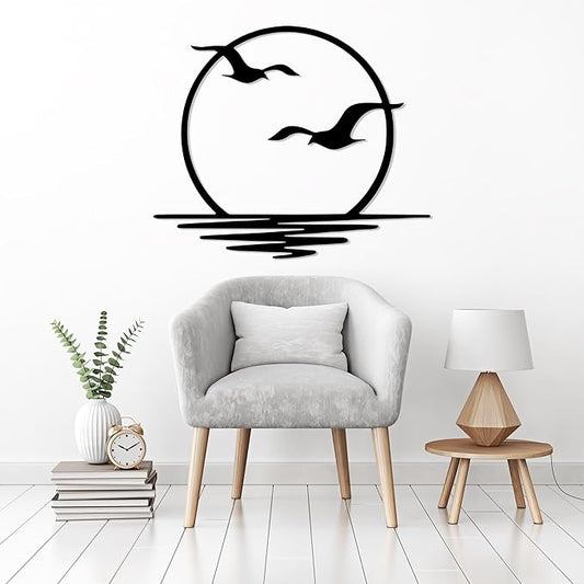 Sunrise Metal Wall Art, Sunset Metal Wall Decor for Living Room, Sunshine Line Art Home Decor Outdoor Indoor, Sun Design Modern Artwork for Walls, Abstract Sunset Wall Decor, Housewarming Gifts