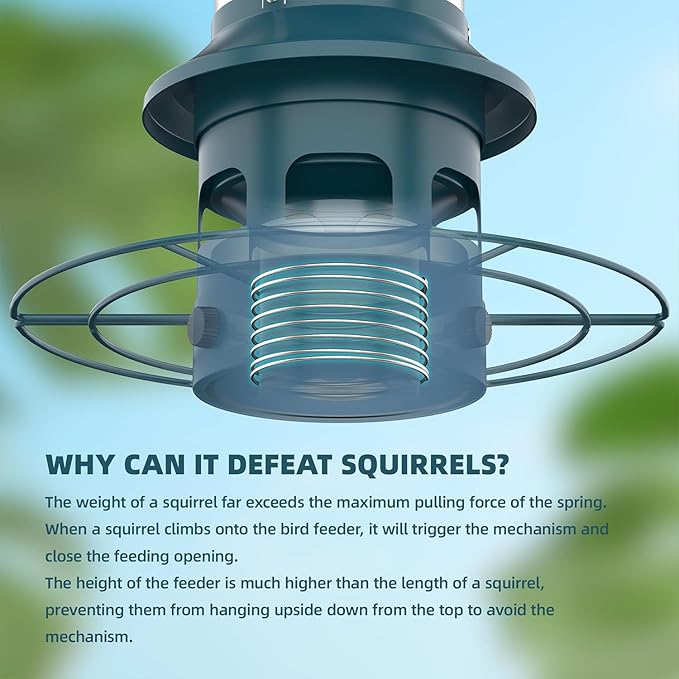 Metal Squirrel Proof Bird Feeders for Outdoors Hanging 4.0 LB Large Capacity,Easily Beat Squirrels,Easy to Clean and Fill,Waterproof,Attracting Finch,Cardinal,Chickadee and More