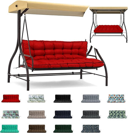 Replacement Cushions for Outdoor Swing, Outdoor Cushions for Patio Furniture with Backrest, Waterproof Thicken 4" Porch Swing Cushions, for Outdoor Patio Garden Furniture (Red, 40 * 55 in)