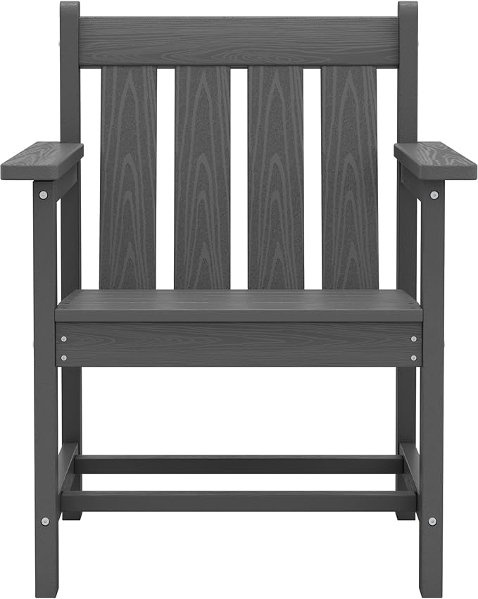 SERWALL Patio Furniture Set, HDPE Material All Weather Use Adirondack Chair Set with Side Table for Balcony, Porch, Garden, Backyard- Gray