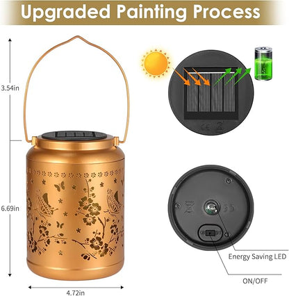 Butterfly Solar Lights Lanterns Outdoor Waterproof, Mothers Day Gifts for Women Grandma, Garden Decor Hanging Solar Light Outdoor for Yard, Patio, Backyard, Porch (2 Pack)