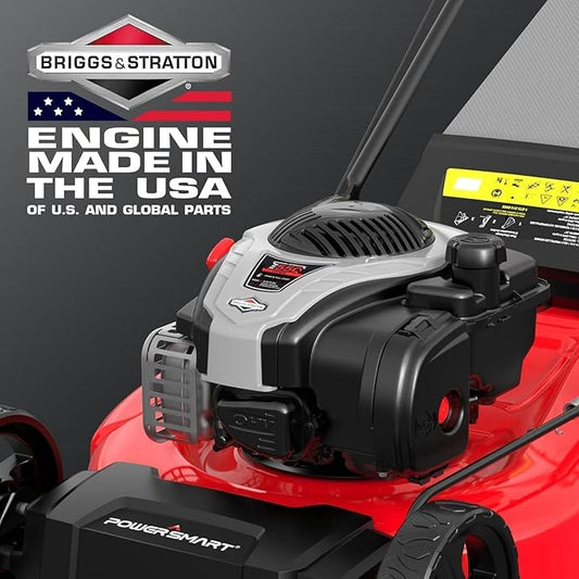 PowerSmart 21" 3-in-1 Gas Push Lawn Mower with 140cc 4-Stroke Engine - Wide Cutting Deck, 6 Height Adjustments, Mulching Capability