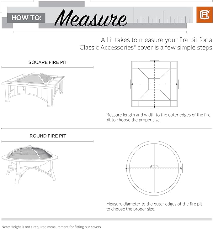 Classic Accessories Veranda Water-Resistant 24 Inch Full Coverage Round Fire Pit Cover