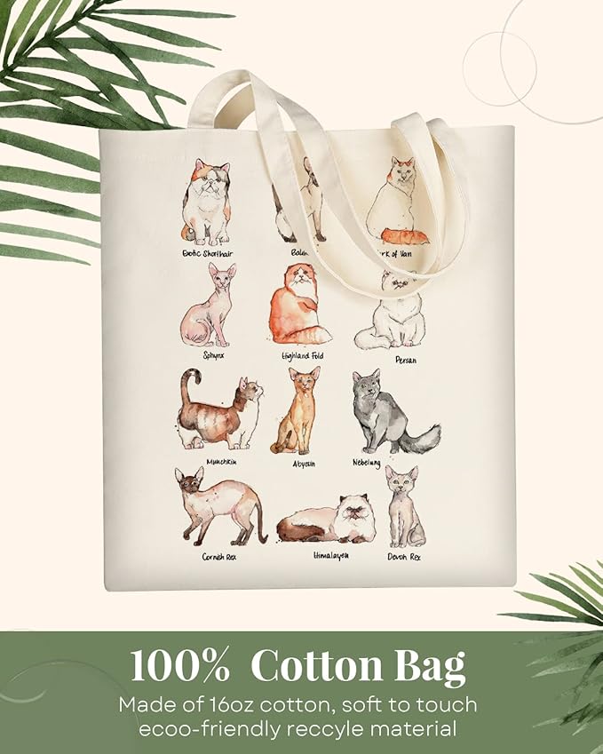 AUSVKAI Canvas Tote Bag Aesthetic for Women, Cute Reusable Cloth Cotton Bags for Shopping Beach Grocery