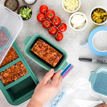 Souper Cubes Ceramic Baking Dishes 2.0-5" x 3" Small Casserole Dishes for Oven with Silicone Lids, Oven, Microwave and Air Fryer Safe,USA Made, Set of 4 - Kale