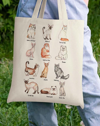 AUSVKAI Canvas Tote Bag Aesthetic for Women, Cute Reusable Cloth Cotton Bags for Shopping Beach Grocery