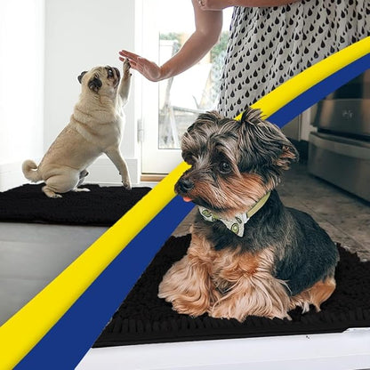 Muddy Mat® | Super Water Absorbent Door Mat Indoor, Microfiber Quick Dry Chenille Entryway Rug, Slip Resistant Front Door Mat, Indoor Mats for Entryway, Machine Washable Pet Rug, Black 36"x120"