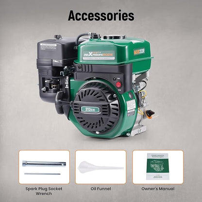maXpeedingrods 7HP 212cc Gas Engine, 4 Stroke OHV Horizontal Shaft Gasoline Engine, Shaft 3/4" (19mm) Diameter, Shaft 3/16" Keyway for Go-Karts Compressors Lawn Mowers Water Pumps