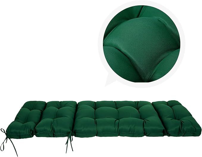 ARTPLAN Outdoor Chasie Lounge Tufted Thick Cushion with Ties,Replacement Wicker Chair Cushion for Paito Fruniture,72x22x4inches,All Weather,Invisible Green