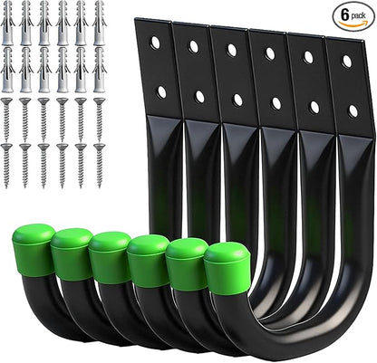 SWANLAKE Heavy Duty Garage Storage Utility Hooks, Utility Hooks for Garage Wall,Color Black (6PCS)