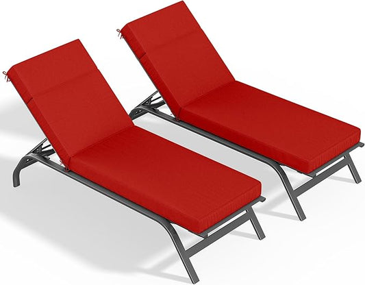 2 Pcs Chaise Lounge Cushions Outdoor, 80" L X 26" W X 4" D Lounge Chair Cushions for Outdoor Furniture, High-Density Foam Patio Chaise Cushion-Waterproof Fade-Resistant ThickPatio lounge chair cushion