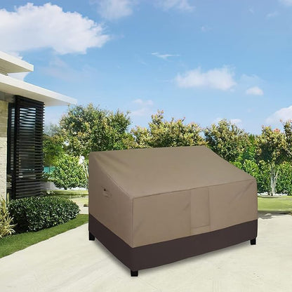 Easy-Going Camel/Dark Brown Waterproof Heavy Duty 3-Seater Patio Sofa Cover, 62Wx40Dx32H inch
