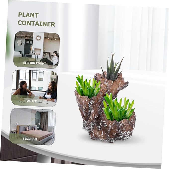 Yardwe Resin Simulation Tree Root Pot Bonsai Planter for Indoor Use Decorative Container for Artificial Plants Elegant Desktop Ornament for Home and Room