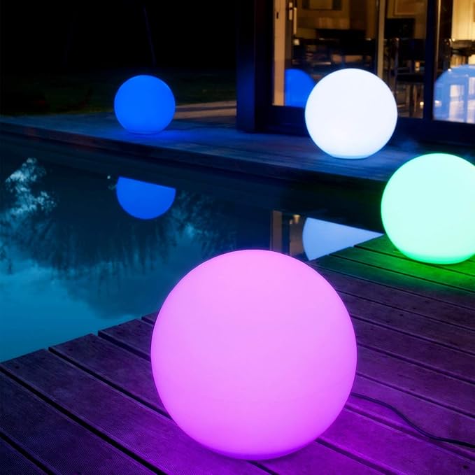 Mr.Go 12-inch LED Ball Light and 16-inch LED Ball Light Bundle, Remote Control, 16 RGB Colors 4 Modes, Dimmable, Rechargeable, Waterproof, Great as Night Light Mood Lamp Ambient Lighting Decorations