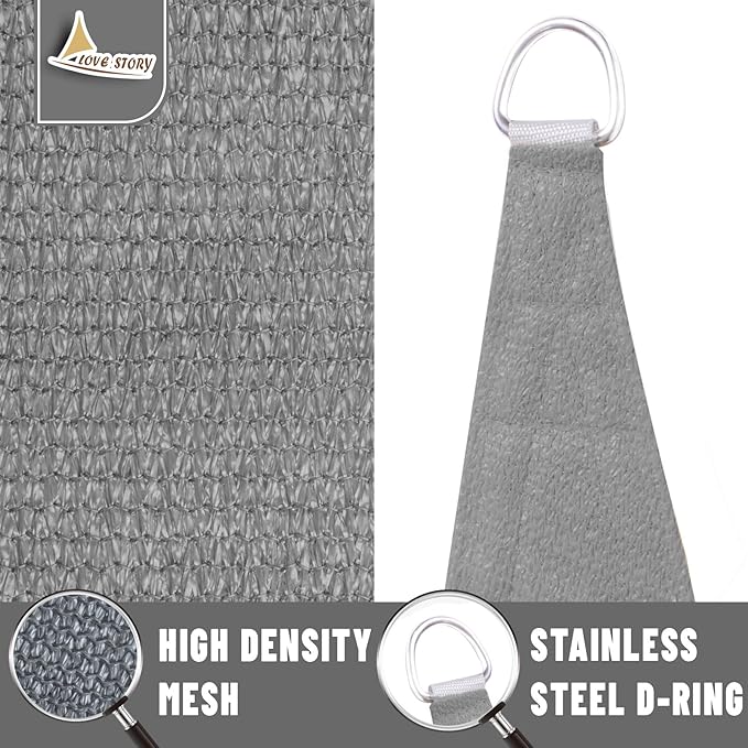 LOVE STORY 10' x 13' Silver Grey Sun Shade Sail Rectangle UV Block Shade Canopy Sunshade for Patio Garden Backyard (We Make Custom Size)