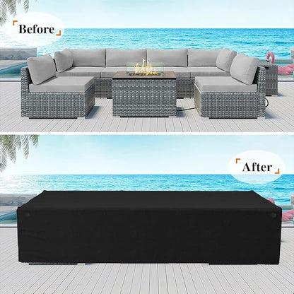 Tuyeho Patio Furniture Set Cover 126 x 64 x 28 inch, Durable Heavy Duty Oxford Fabric Outdoor Sectional Set Cover, Waterproof & Weather Resistant, for Your Outdoor Sectional Sofa Set (Black)