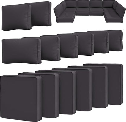14 Pcs Outdoor Cushion Slipcovers Outdoor Patio Cushion Covers Replacement Waterproof with Zipper for Outdoor Furniture, Patio Sofa Couch 3 Sizes, Covers Only