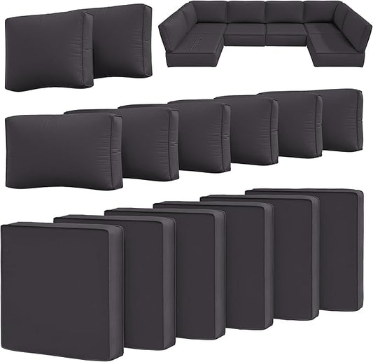14 Pcs Outdoor Cushion Slipcovers Outdoor Patio Cushion Covers Replacement Waterproof with Zipper for Outdoor Furniture, Patio Sofa Couch 3 Sizes, Covers Only