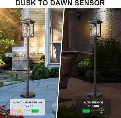 42.5 Inch Post Lights Solar Powered with Remote Control, Cordless Solar Floor Lamp Waterproof LED Portable Pathway Light Fixtures Dusk to Dawn Pole Lighting for Garden, Path, Yard, Patio