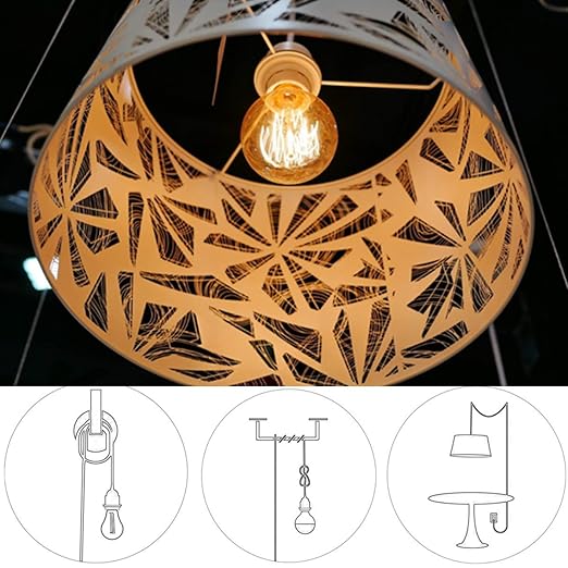 HESSION 2-Pack 15 Feet Plug in Pendant Light, Black Extension Hanging Lantern Cord Cable with in-Line On/Off Switch, E26 E27 Socket