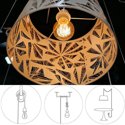 HESSION 2-Pack 15 Feet Plug in Pendant Light, Black Extension Hanging Lantern Cord Cable with in-Line On/Off Switch, E26 E27 Socket