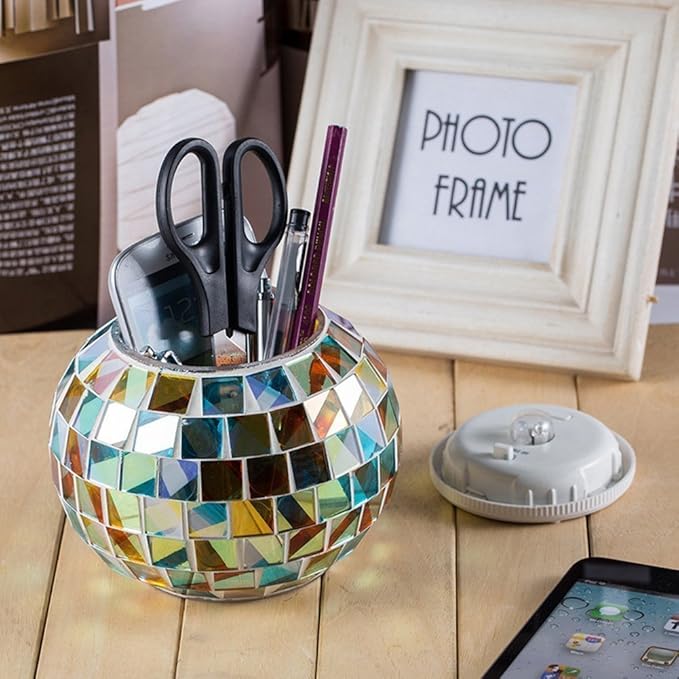 Solar Glass Ball Light Mosaic Jar Lights,Color Changing Globe Table Lamp Waterproof LED Night Light for Garden Patio Party Yard Outdoor Indoor Decorations (Ball)