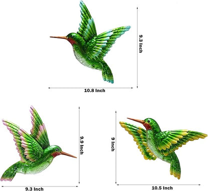J-Fly Glass Hummingbird Wall Art Outdoor Hummingbird Decor Metal Fence Decorative Hanging Bedroom Garden Patio Porch Fence of Decor 10 Inch, Christmas Decoration Gifts