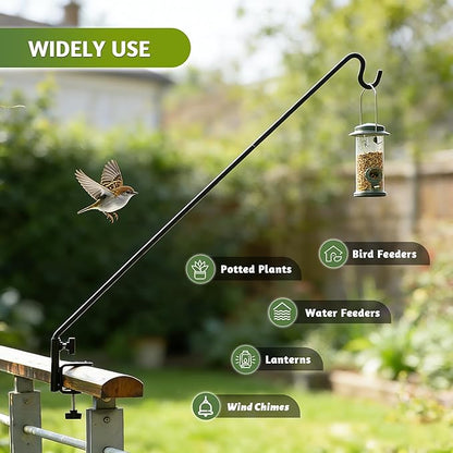 ERYTLLY Extended Reach Deck Hook Wall Pole Wall Mounted Deck Hook Extensible and 43 inch Wall Bracket for Hanging Bird Feeder,Plants,Wind Chimes,Lanterns 2 Packs