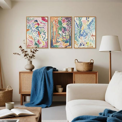 CHDITB Abstract Matisse Framed Canvas Wall Art Set, Colorful Nature Inspired Wall Decor, Modern Home Art Spiritual Wall Painting, Eclectic Gallery Art Prints for Living Room Bedroom Office 24"x36"x3