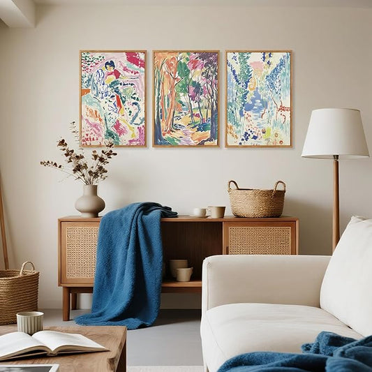 CHDITB Abstract Matisse Framed Canvas Wall Art Set, Colorful Nature Inspired Wall Decor, Modern Home Art Spiritual Wall Painting, Eclectic Gallery Art Prints for Living Room Bedroom Office 24"x36"x3