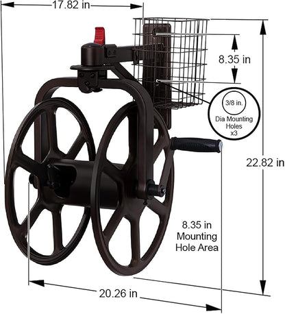 Liberty Garden Single Arm Navigator Hose Reel with Pull Up Latch, Black