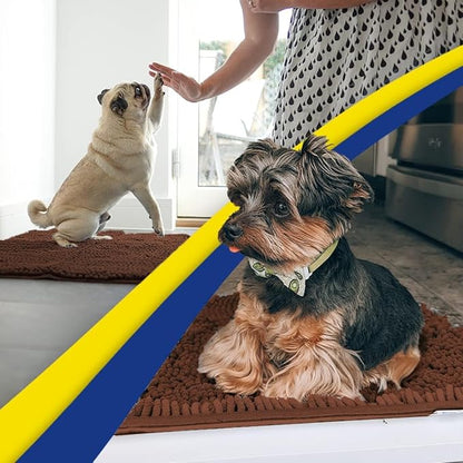 Muddy Mat® | Super Water Absorbent Door Mat Indoor, Microfiber Quick Dry Chenille Entryway Rug, Slip Resistant Front Door Mat, Indoor Mats for Entryway, Machine Washable Pet Rug, Chocolate 32" x 40"