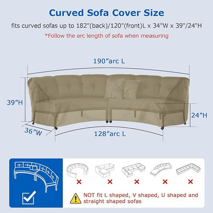 SunPatio Ourdoor Waterproof 120 Inch & 190 Inch Sectional Sofa Cover Bundle