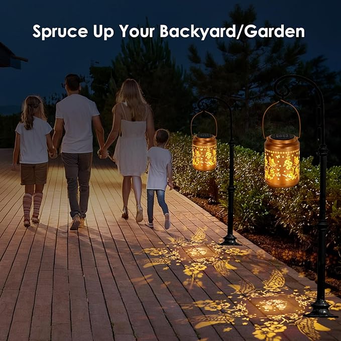 Butterfly Solar Lights Lanterns Outdoor Waterproof, Mothers Day Gifts for Women Grandma, Garden Decor Hanging Solar Light Outdoor for Yard, Patio, Backyard, Porch (2 Pack)
