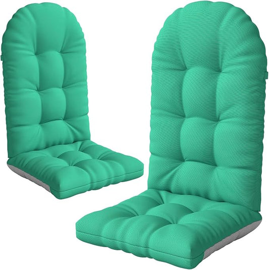Adirondack Chair Cushion Set of 2, Thickened Patio Chair Cushions with Ties, Waterproof and UV-Protected Rocking Chair Cushion for Indoor and Outdoor, Green.